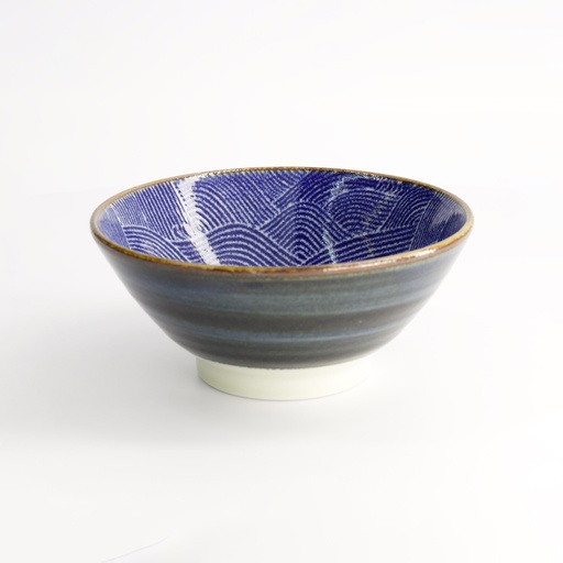 [14150] Seigaiha Blue Bowl 17.3x7.8cm 750ml FK-4039/B 6/36