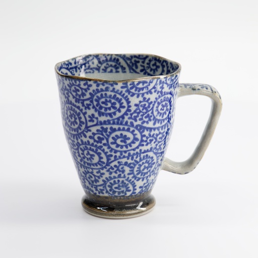 [8895] Mug 9x11cm 400ml Blue/Grey Karakusa MT-3005/B 6/60