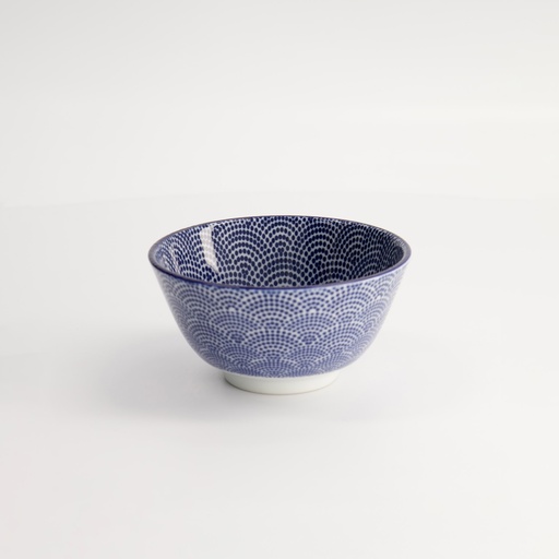 [16001] Nippon Blue Rice Bowl 12x6.4cm 300ml Dots TN-01/B 6/96