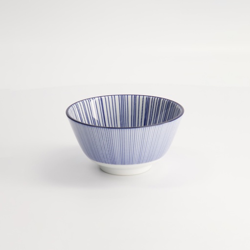 [16003] Nippon Blue Rice Bowl 12x6.4cm 300ml Lines TN-01/D 6/96