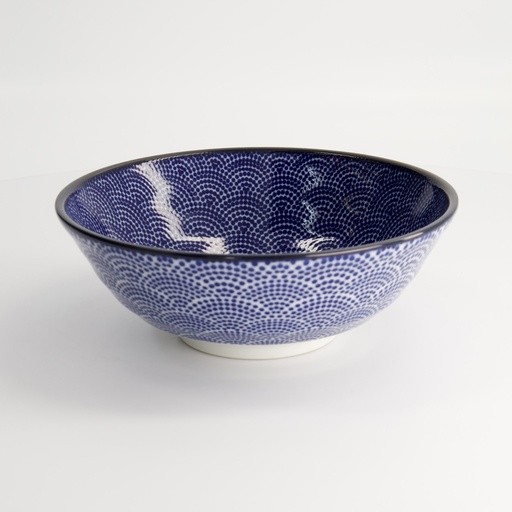 [16013] Nippon Blue Ramen Bowl 21x7.8cm 1000ml Dots TN-03/B 4/32