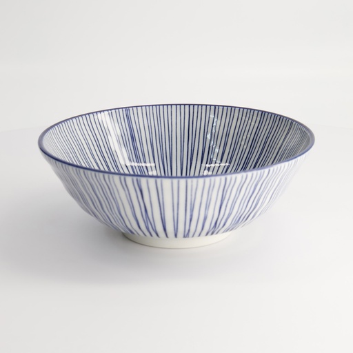 [16015] Nippon Blue Ramen Bowl 21x7.8cm 1000ml Lines TN-03/D 4/32