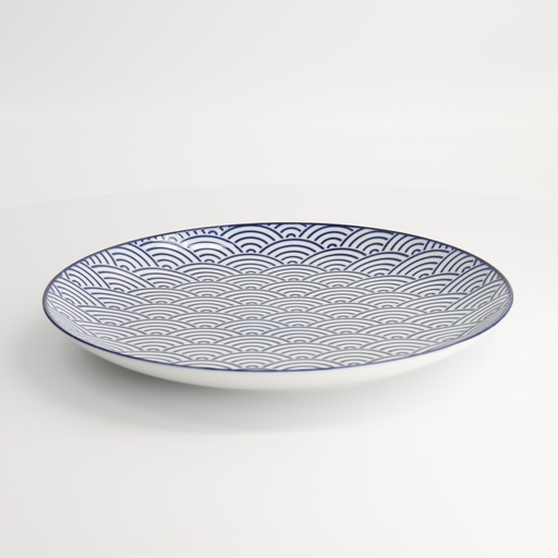 [16024] Nippon Blue Plate 25.7x3cm Wave TN-06/A 3/24