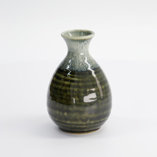 [15845] Sake Bottle 8x12.5cm 300ml White/Green YW-7678/C  6/72