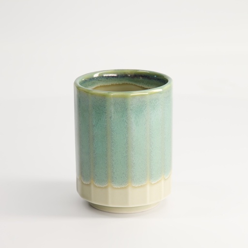 [16197] Craft Cup 7.8x10.2cm 300ml White/Aqua Glaze MU-7814 6/48