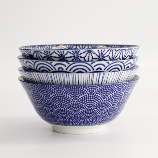 [18355] Nippon Blue Tayo Bowl 15.2x6.7cm 500ml Assorted 4pcs AST-1 1/8