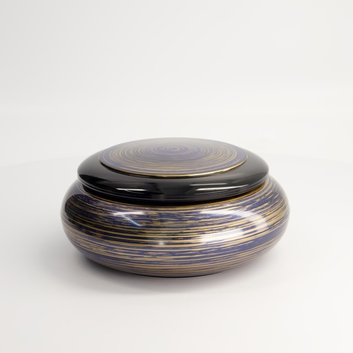 [18322] Chirashi Box w/Lid Outer 19.8x8.6cm Inner 14.2x4.9cm Purple/Gold Brush 1-482-7 1/40