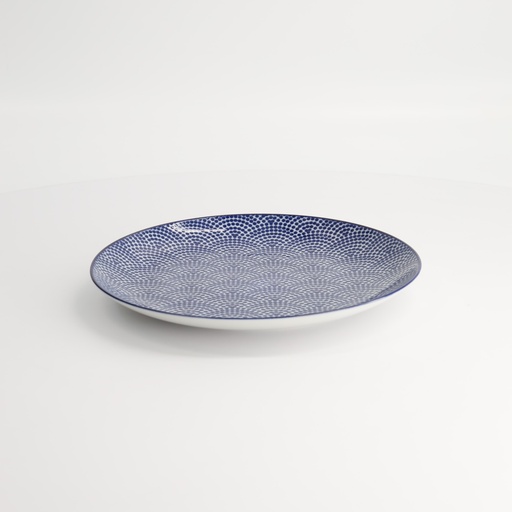 [17955] Nippon Blue Plate 20.6x2.2cm Dots TN-05/B 3/48