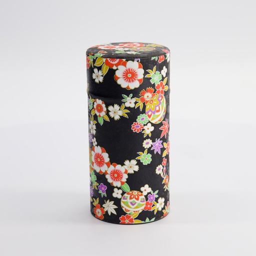 [16784] Tea Container S.S. 7.4x15.5cm 200gr Flower Black 1920H2 1/120