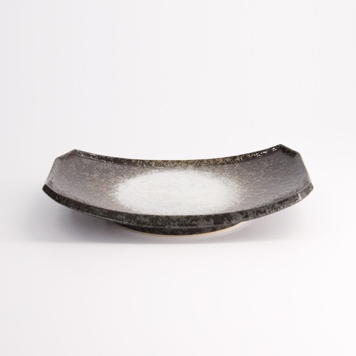 [16884] Minoyaki Eclipse White Oblong Plate 21.8x14.8x3.8cm MS-8019/B 6/36