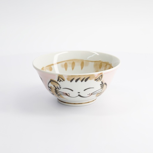 [16898] Kawaii Tayo Bowl Fuku Cat Neko Pink 15x7cmh 500ml MU-8007/A 6/48