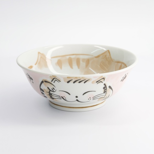 [16902] Kawaii Ramen Bowl Fuku Cat Neko Pink 20.7x8cmh 1000ml MU-8008/A 3/36