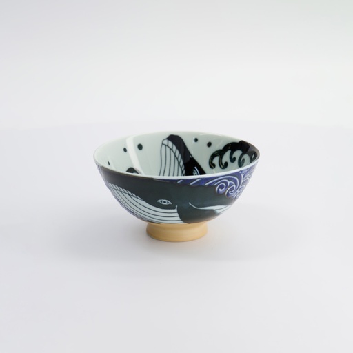 [16910] Kawaii Rice Bowl Whale 12.5x6.5cm 350ml MU-8010 10/120