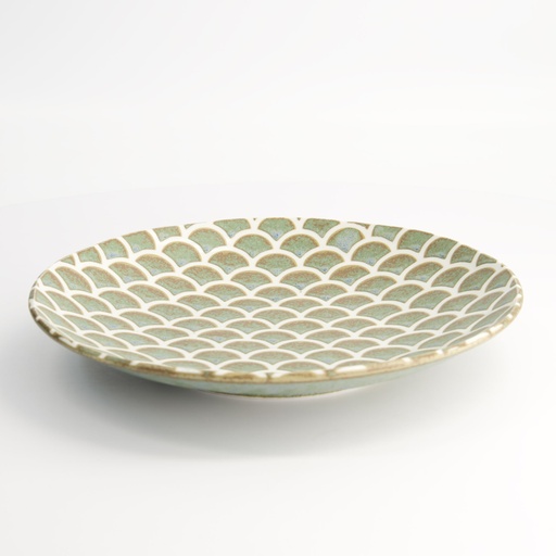 [16924] Vert Sauge Mermaid Design Plate 25.3x3.3cm PH-16924/VS 3/36