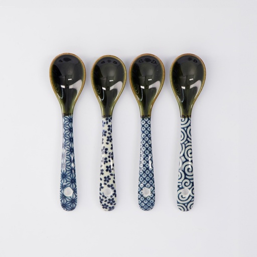 [17102] Spoon Set4 12.5cm Blue YW-8091/BL 1/120