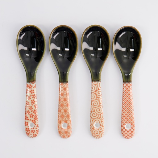 [17105] Spoon Set4 15cm Red YW-8093/RD 1/120