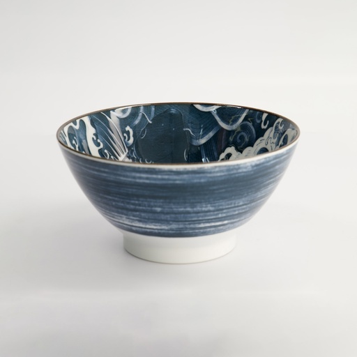 [17115] Japonism Carp Tendon Bowl Black 17.8x8.8cm 1000ml YW-9101/BK 4/32