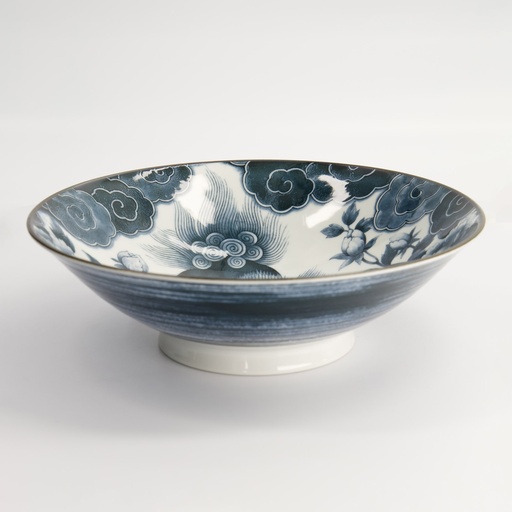 [17120] Japonism Lion Menbachi Bowl 25.2x7.7cm 1600ml Black YW-9105/BK 3/24