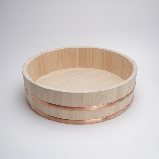 [17384] Wooden Sushi Hangiri w/Copper Hoop Japan Made 33x9cm YU-33 1/10