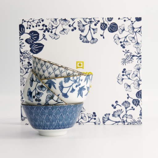 [16700] Flora Japonica Rice Bowl Giftset 4pcs 12x6cm 300ml 16700 1/16