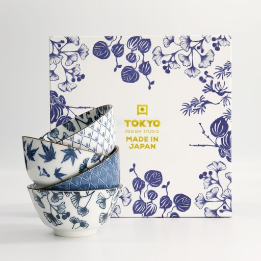 [16700] Flora Japonica Rice Bowl Giftset 4pcs 12x6cm 300ml 16700 1/16