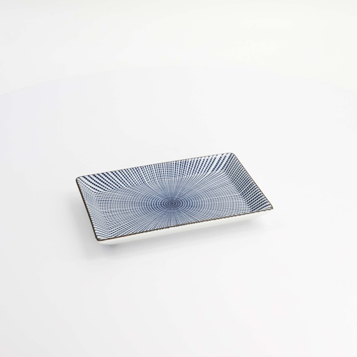 [16568] Sendan Blue Oblong Plate 17.5x11.5x2.5cm FK-8440 12/72
