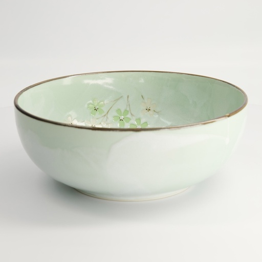 [16505] Green Cosmos Bowl 25x8cm 2400ml Q593/GC 2/12