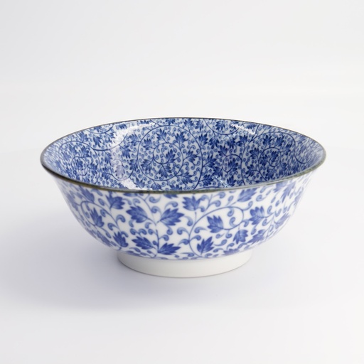[16539] Hana Blue Mixed Bowls Ramen 20.5x8cm 1200ml Karakusa FK-8446/B 3/24