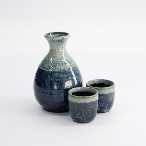 [16542] Sake Set 1:2 Namako Unofu 8x12.5cm + 4.5x4.5cm (300ml +50ml) 3pcs YW-8423/A  1/36