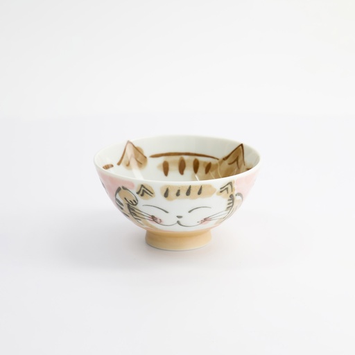 [16297] Kawaii Rice Bowl Fuku Cat Neko Pink 11.6x6.2cmh 300ml MN-7013/A 10/120