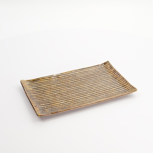 [16308] Mino Craft Rectangular Plate 23.8x15cm Brown 5/40