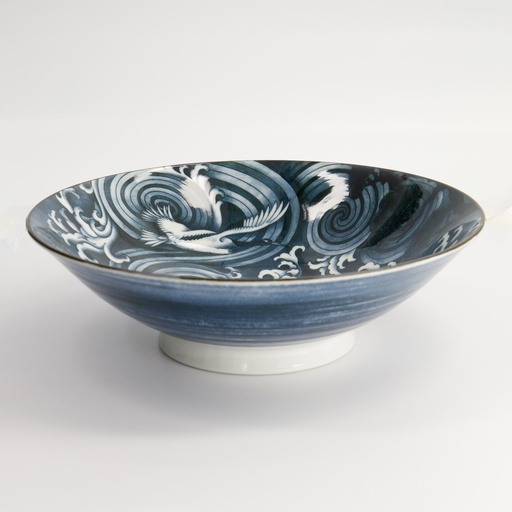 [18688] Japonism Crane Menbachi Bowl 25.2x7.7cm 1600ml Black 18688 3/24