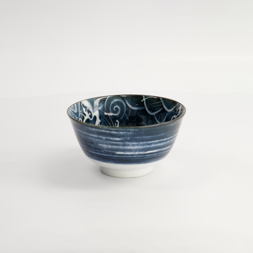 [18699] Japonism Carp Small Tayo Bowl 12.7x6.8cm 350ml Black 18699 6/48