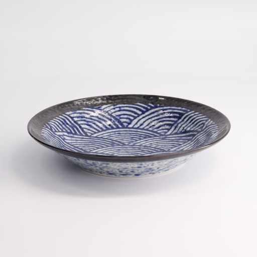 [18578] Aisai Seigaiha Shallow Bowl 20.2x4cm YT-159-183 18578 6/48