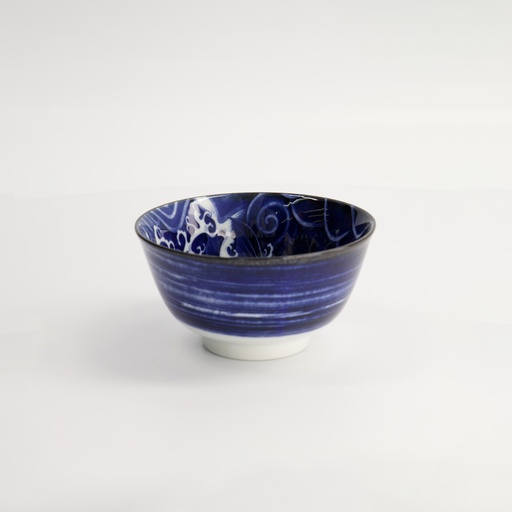 [18754] Japonism Carp Small Tayo Bowl 12.7x6.8cm 350ml Blue 6/48