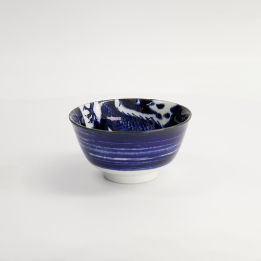 [18756] Japonism Dragon Small Tayo Bowl 12.7x6.8cm 350ml Blue 6/48