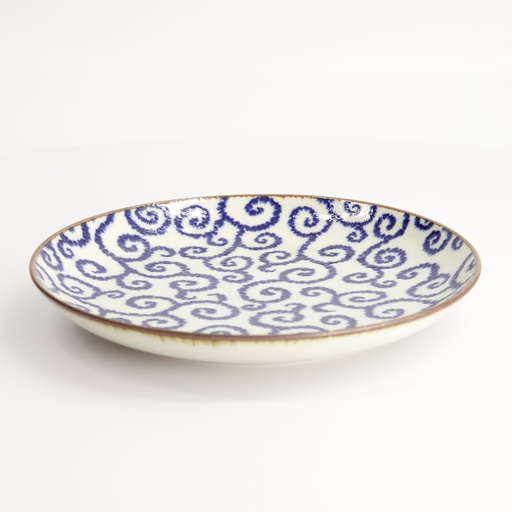 [18905] Ten Karakusa Round Plate 25x3cm FK-2105/B 4/24