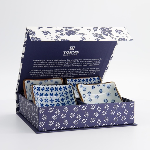 [22044] Japan Flower Square Dish Giftset 4pcs 8.5x8.5x3cm 100ml 10A 22044 1/6