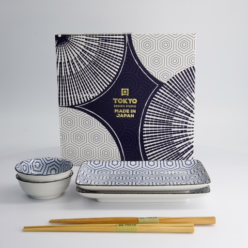 [22046] Kotobuki Sushi Giftset 6pcs Kikko 20.5x13.2x2.2cm & 9.3x3.2cm (120ml) 8B 22046