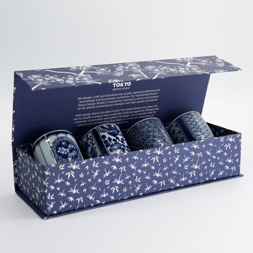 [22063] Cup Giftset 4pcs 6.5x7.5cm 160ml Blue/White 14A 22063 1/6