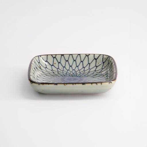 [20607] Mashiko Sauce Dish Square 9x1.6cm Mesh Blue HB-5851/D 12/192