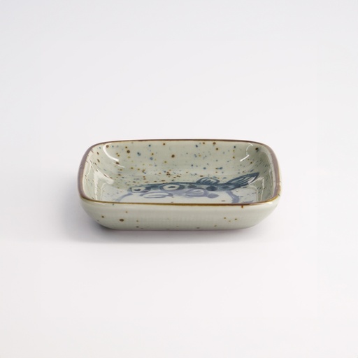 [20608] Mashiko Sauce Dish Square 9x1.6cm Fugu Blue HB-5851/E 12/192