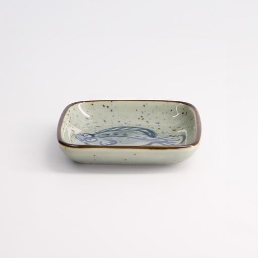 [20611] Mashiko Sauce Dish Square 9x1.6cm Hirame Blue HB-5851/H 12/192