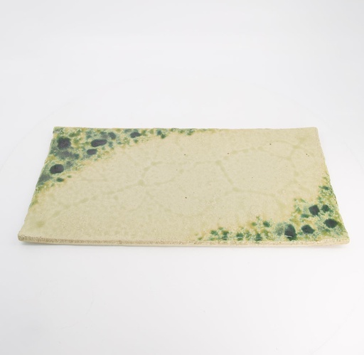 [20694] Mino Craft Rectangular Plate 55x28x2.5cm Beige/Green 1/12