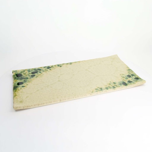 [20694] Mino Craft Rectangular Plate 55x28x2.5cm Beige/Green 1/12