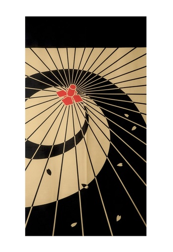 [20835] Noren 85x150cm Goodwill Japanese Umbrella and Petals    95100
