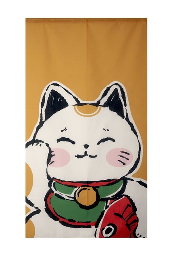 [20838] Noren 85x150cm Maneki Neko Cat Sea Bream Dai Huang    91803