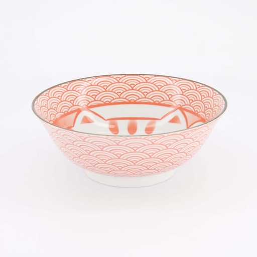 [20953] Kawaii Lucky Cat Neko Ramen Bowl 19.7x7.5cm 1000ml Seikaiha-Neko Red 4/32