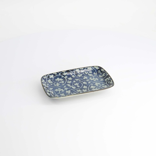 [20968] Mixed Plate Rect. 16.3x10.2cm Tako-Karakusa Blue 20968 6/72