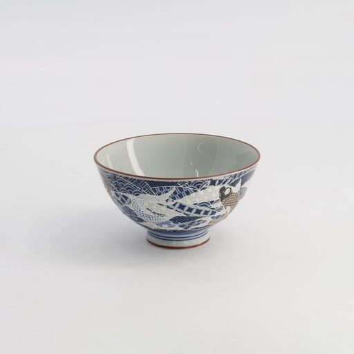 [20981] Kawaii Rice Bowl Carp 11.5x6cm 300ml Blue 5/120